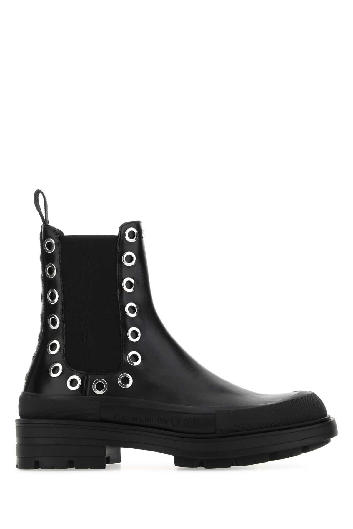 Alexander Mcqueen Men Black Leather Boxcar Ankle Boots