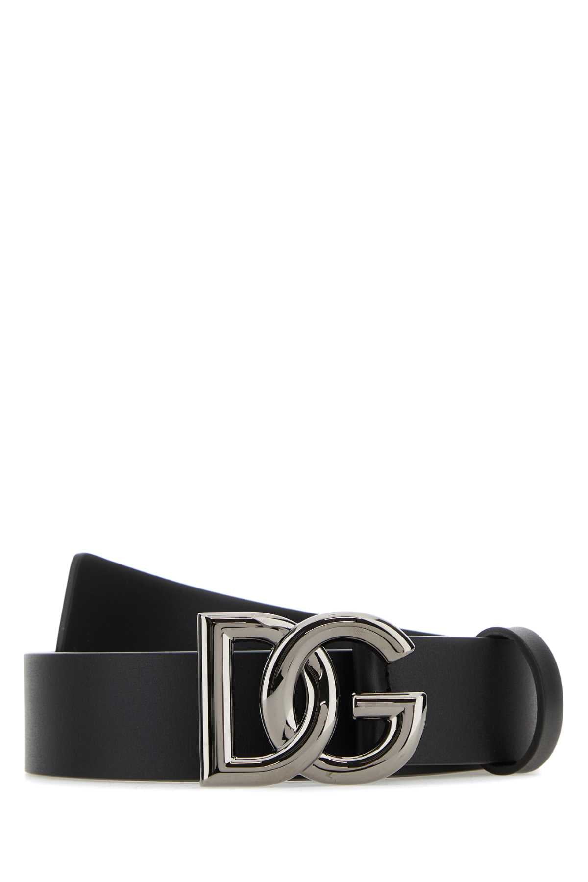 Dolce & Gabbana Men Black Leather Belt DOLCE & GABBANA