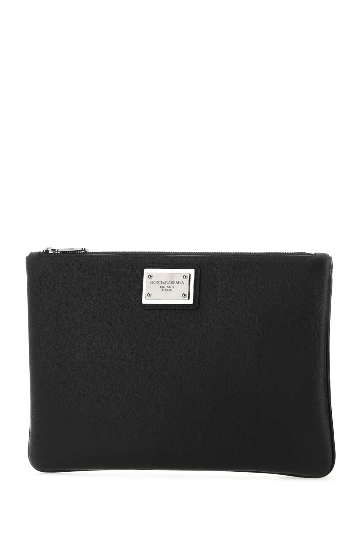Dolce & Gabbana Men Black Leather And Nylon Pouch DOLCE & GABBANA