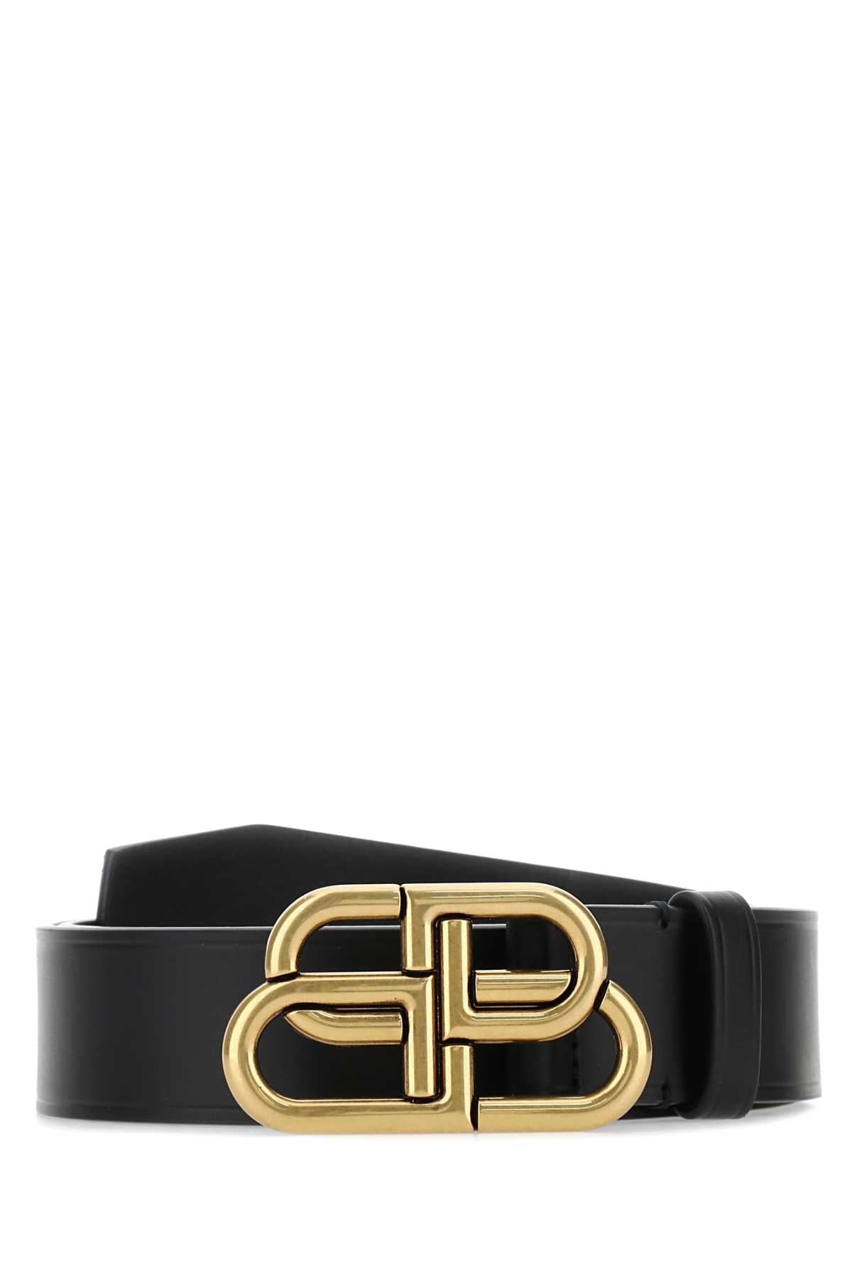 Balenciaga Men Black Leather Bb Belt BALENCIAGA
