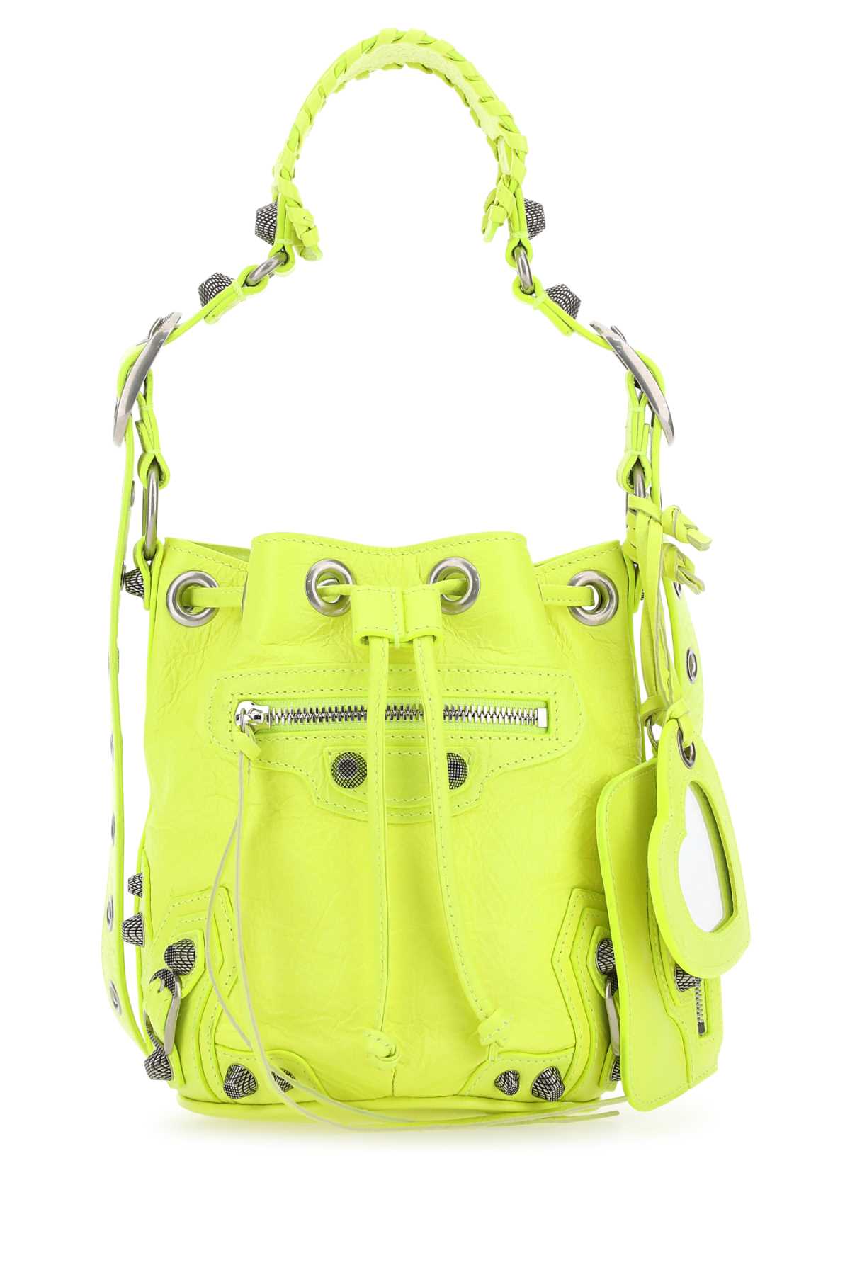 Balenciaga Women Fluo Yellow Leather Le Cagole Xs Bucket Bag BALENCIAGA