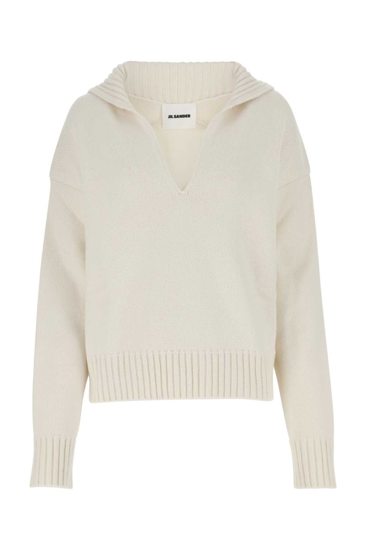 Jil Sander Women Ivory Cashmere Blend Oversize Sweater JIL SANDER