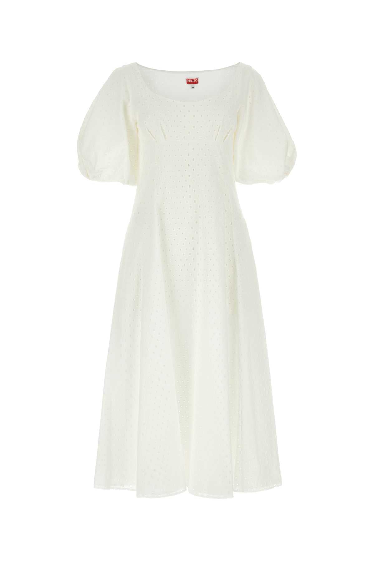 Kenzo Women White Broderie Anglaise Dress KENZO