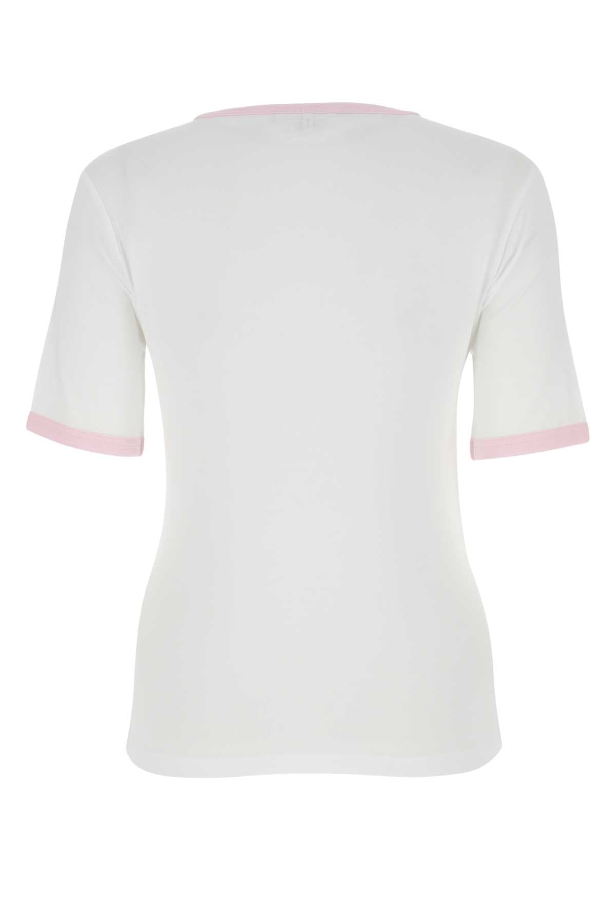 Ganni Women White Stretch Lyocell T-Shirt GANNI