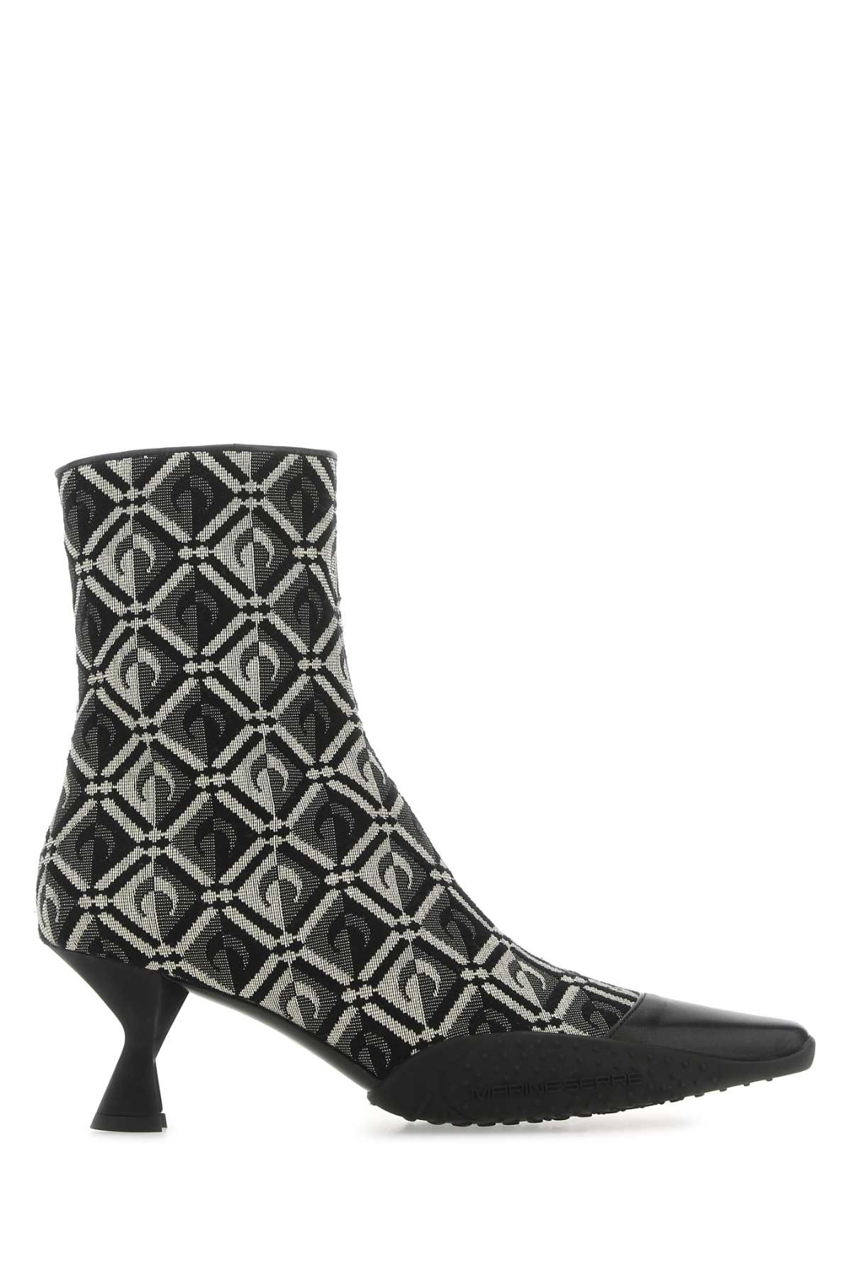 Marine Serre Women Embroidered Cotton Blend Moon Diamant Ankle Boots MARINE SERRE