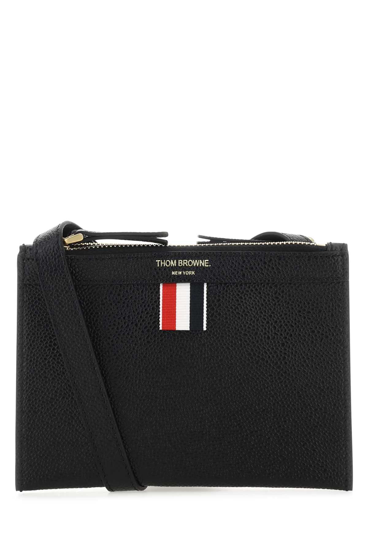 Thom Browne Women Black Leather Mini Document Holder THOM BROWNE