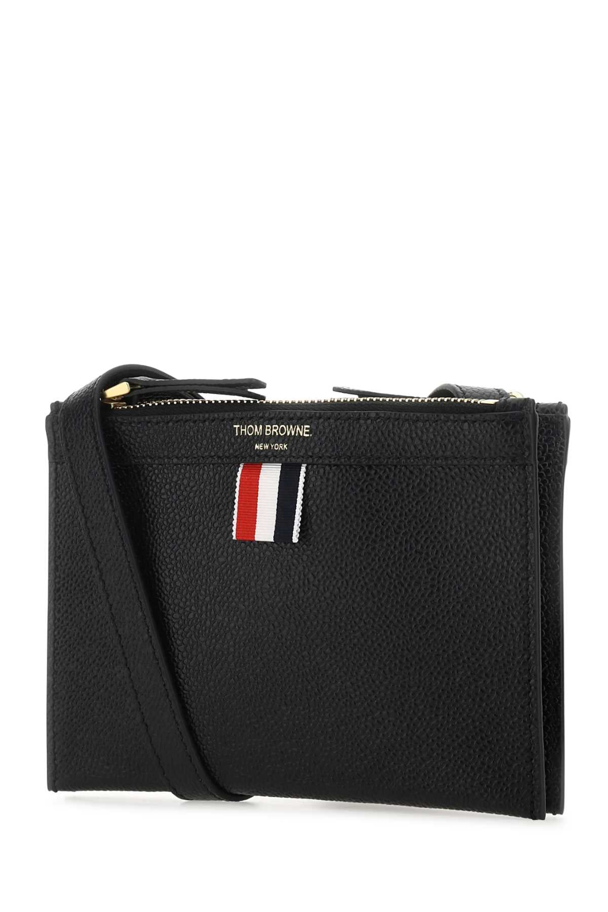 Thom Browne Women Black Leather Mini Document Holder THOM BROWNE