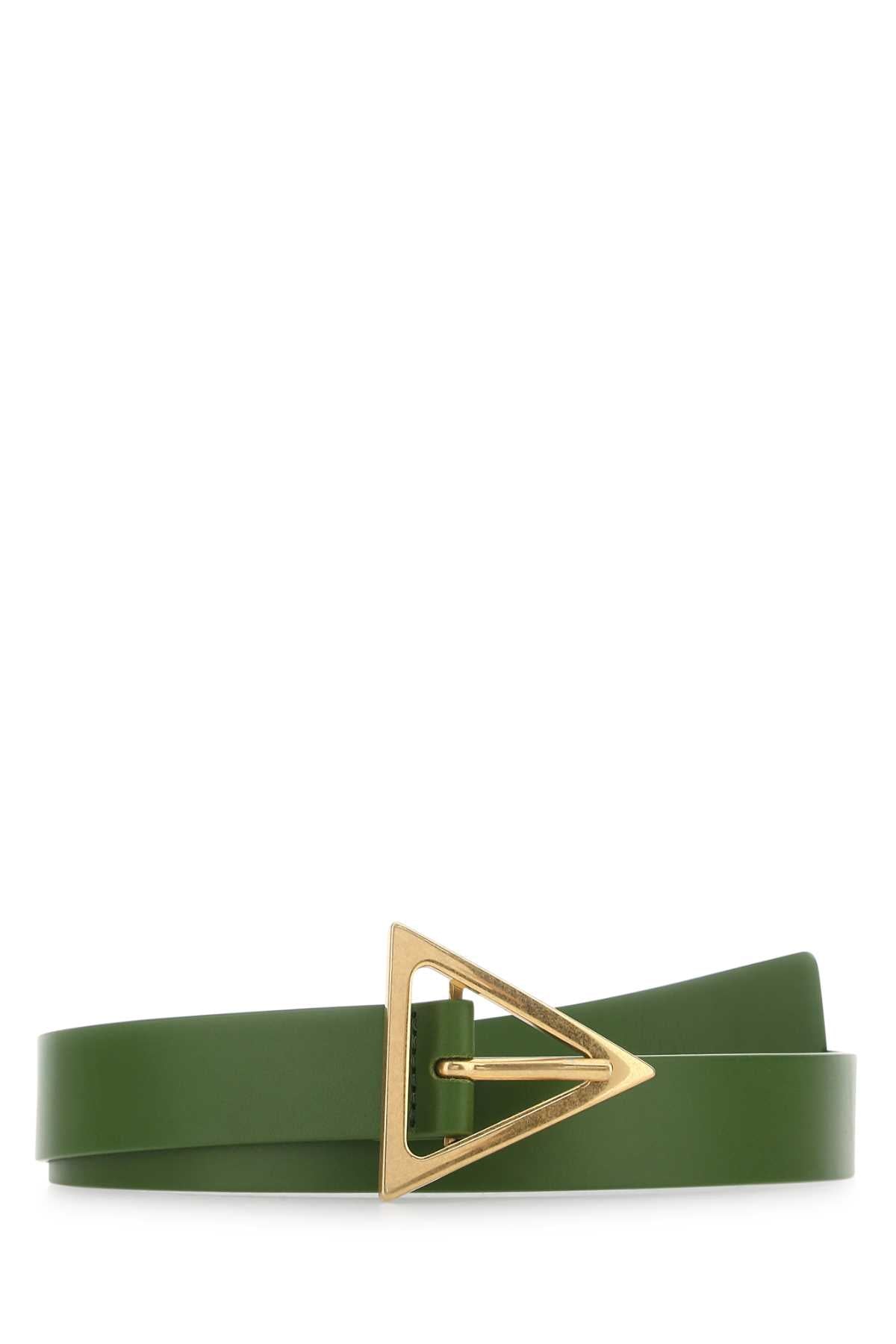 Bottega Veneta Women Army Green Leather Triangle Belt