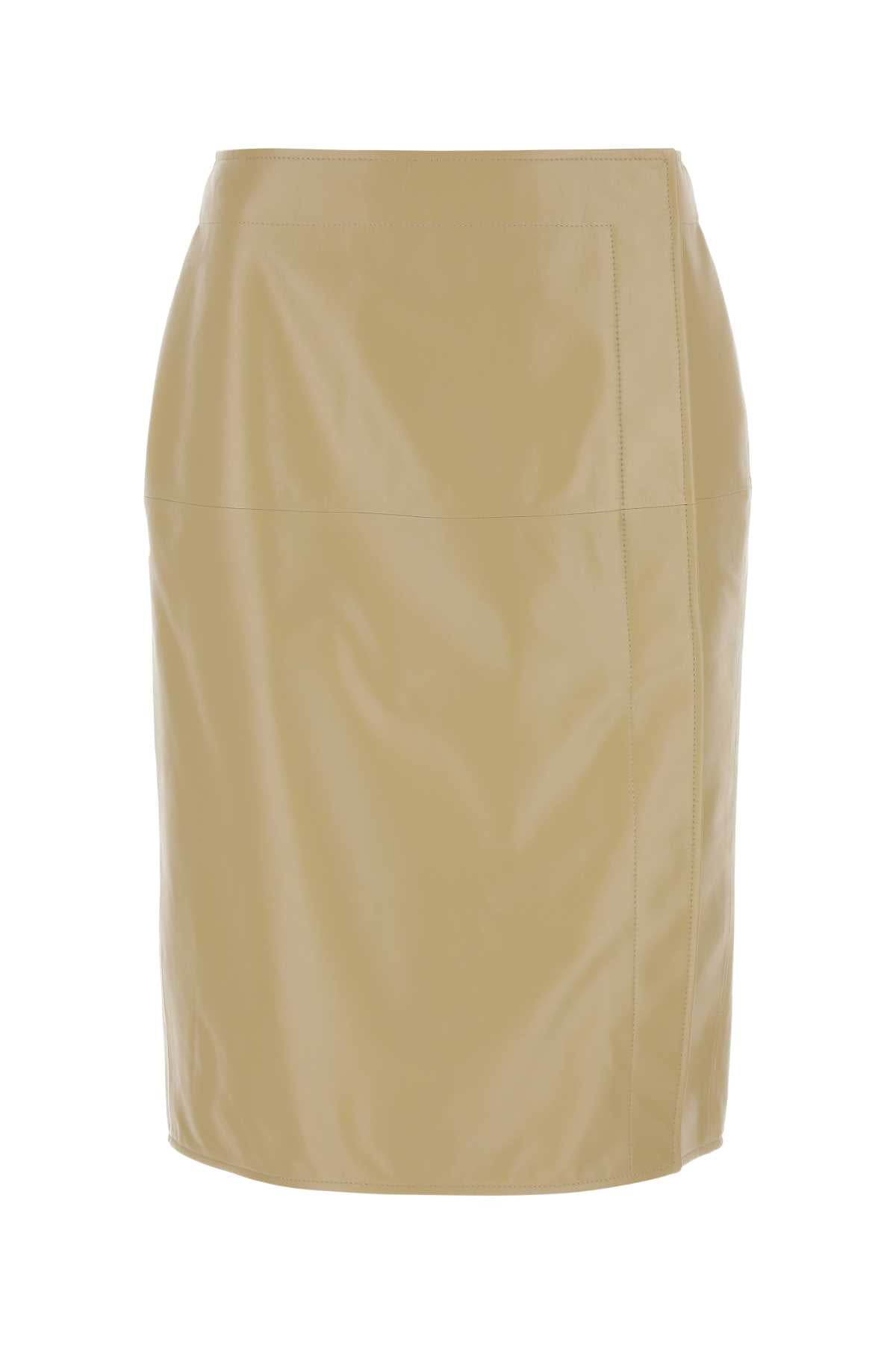 Bottega Veneta Women Beige Leather Skirt BOTTEGA VENETA