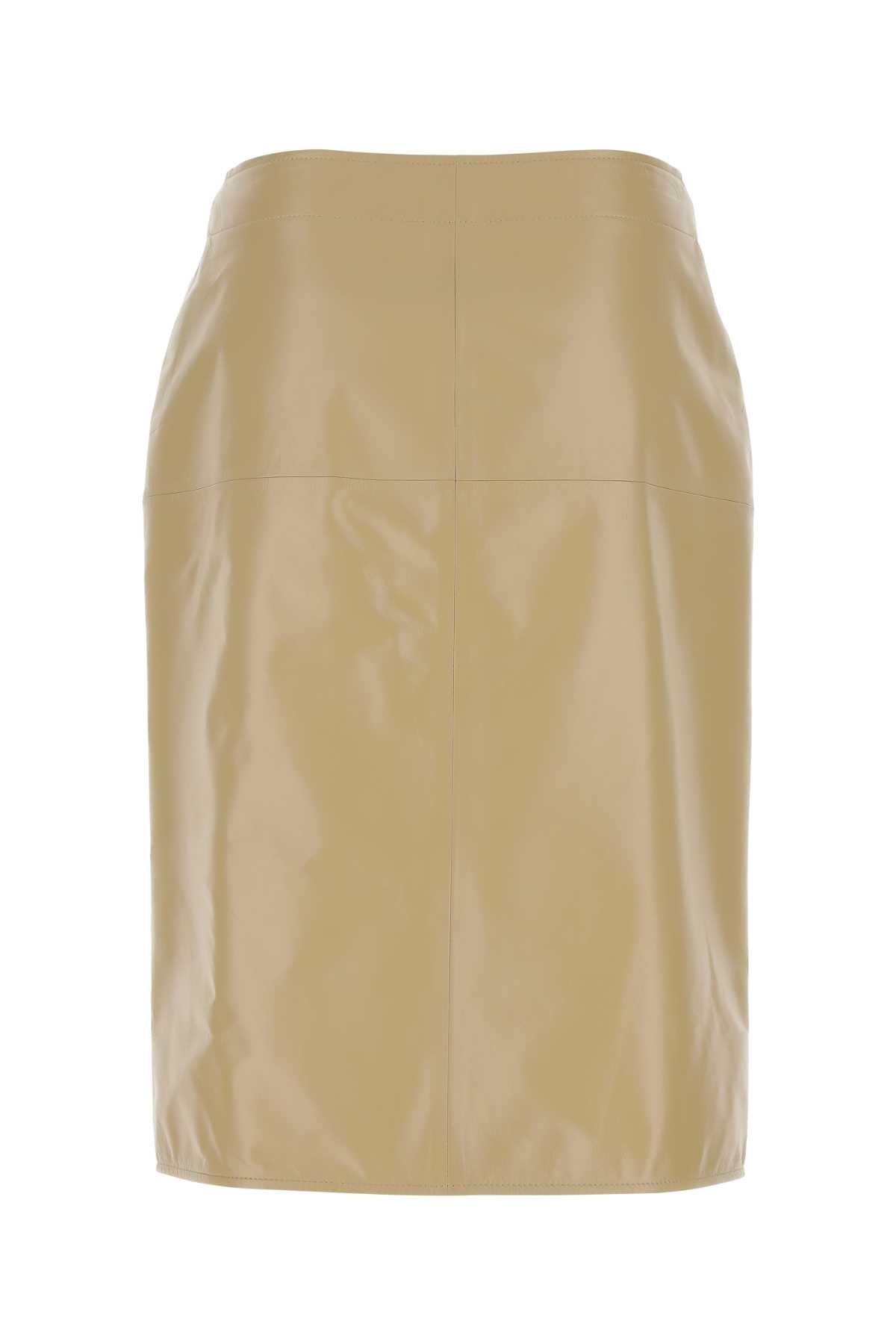 Bottega Veneta Women Beige Leather Skirt BOTTEGA VENETA