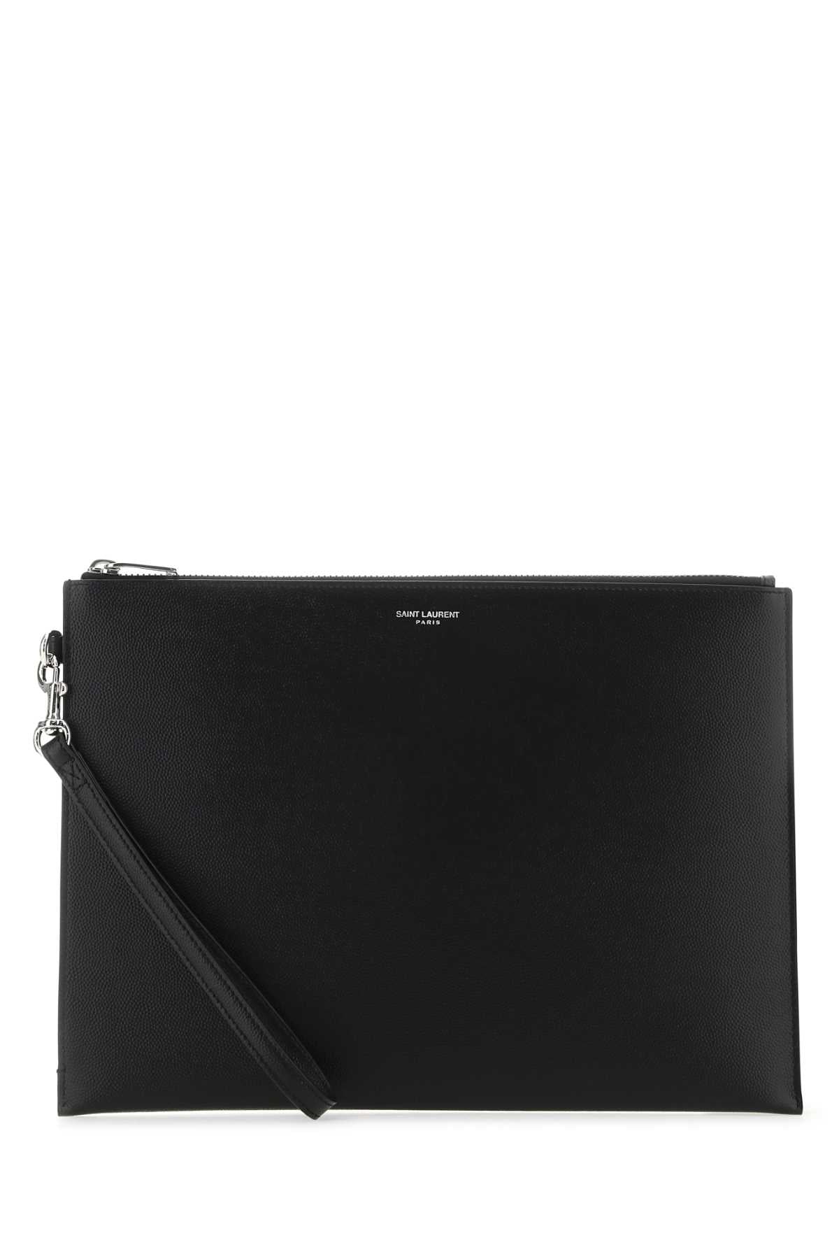 Saint Laurent Men Black Leather Pouch SAINT LAURENT
