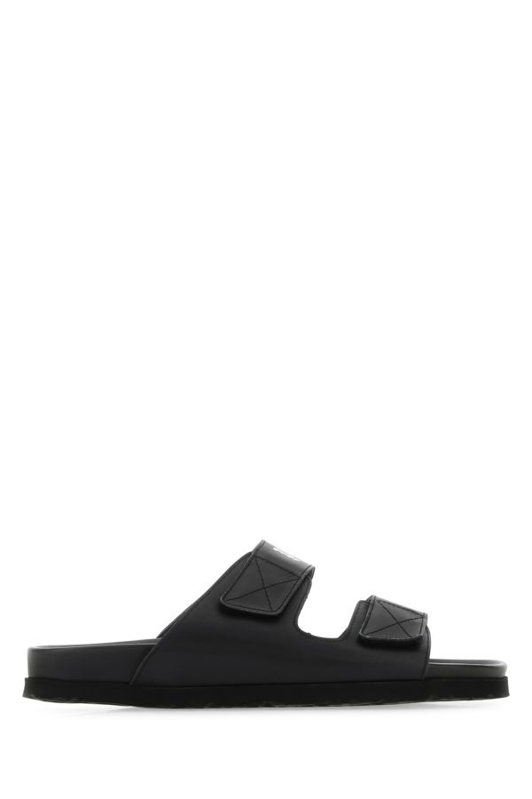 Palm Angels Man Black Leather Slippers