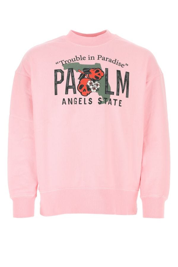 Palm Angels Man Pink Cotton Oversize Sweatshirt