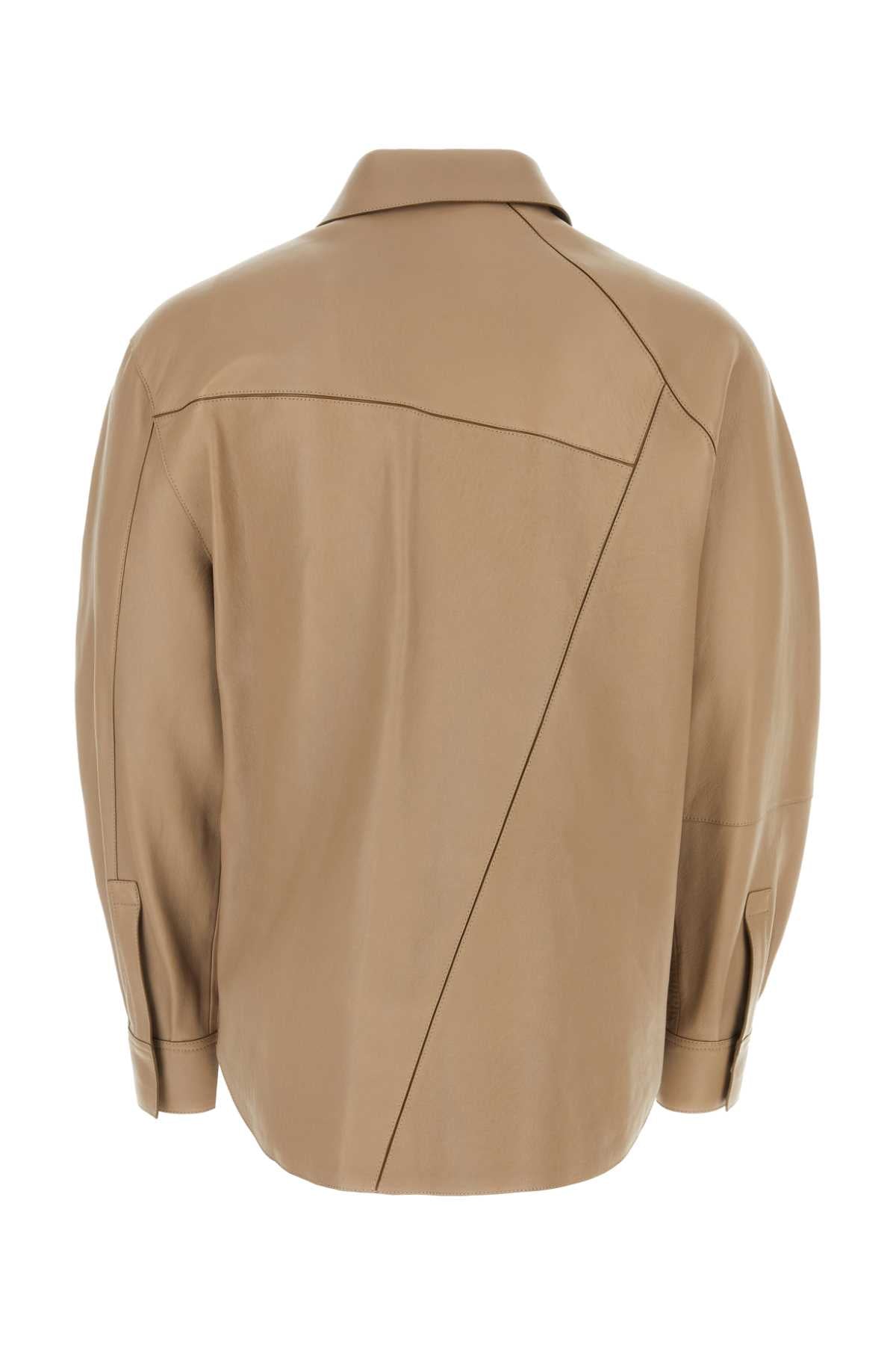 Loewe Men Dove Grey Leather Shirt LOEWE
