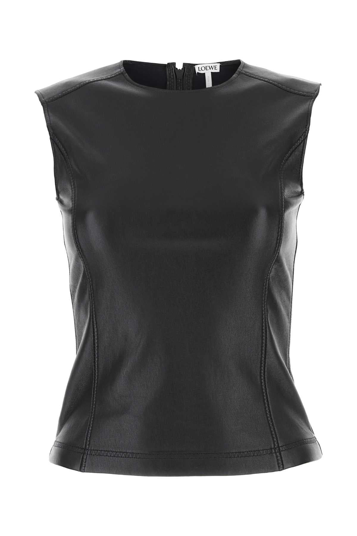 Loewe Women Black Leather And Fabric Top LOEWE