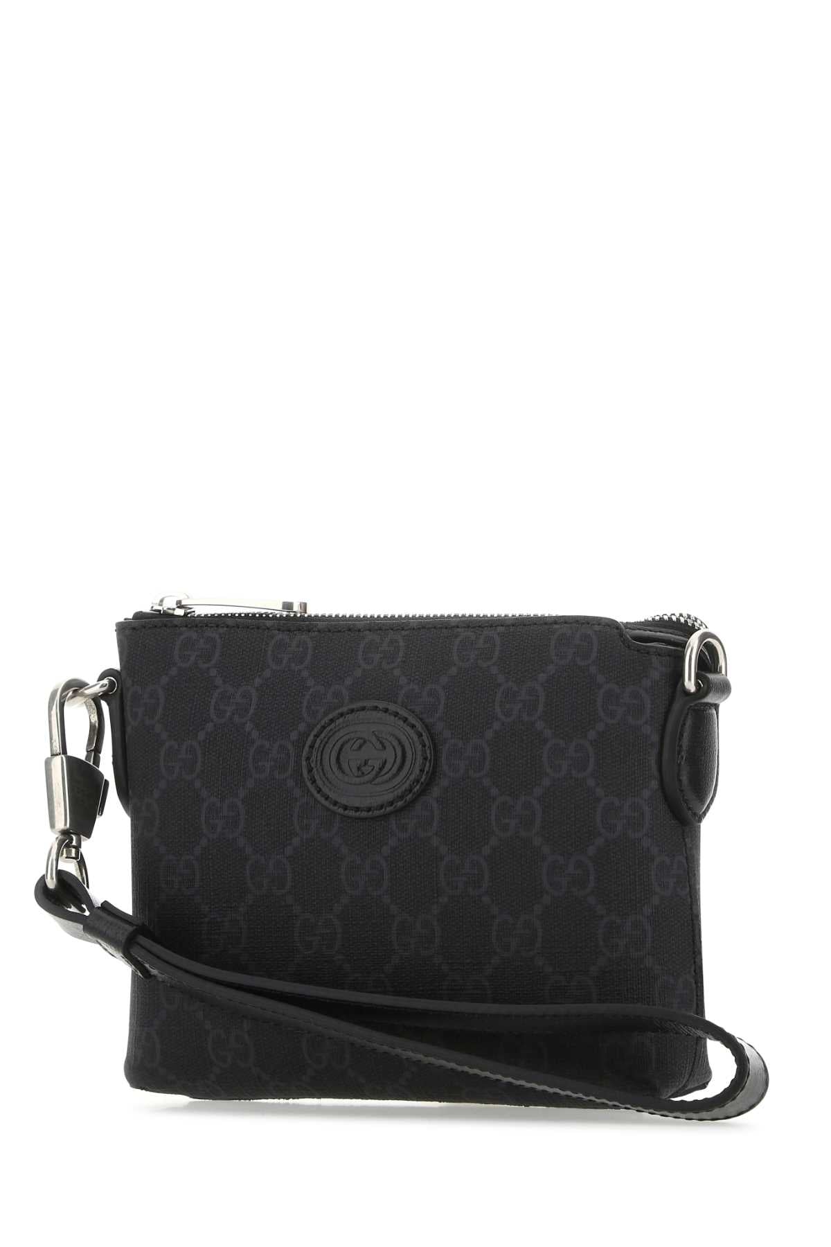 Gucci Men Black Gg Supreme Fabric Clutch GUCCI