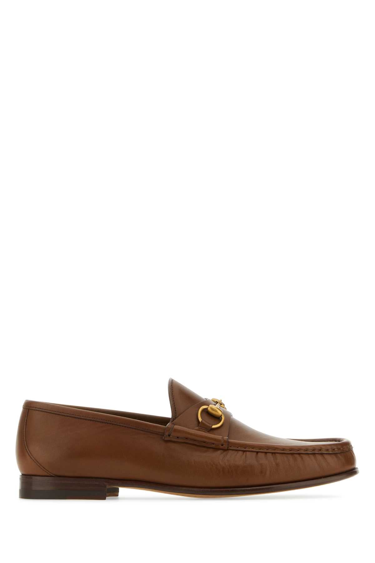 Gucci Men Brown Leather Loafers GUCCI