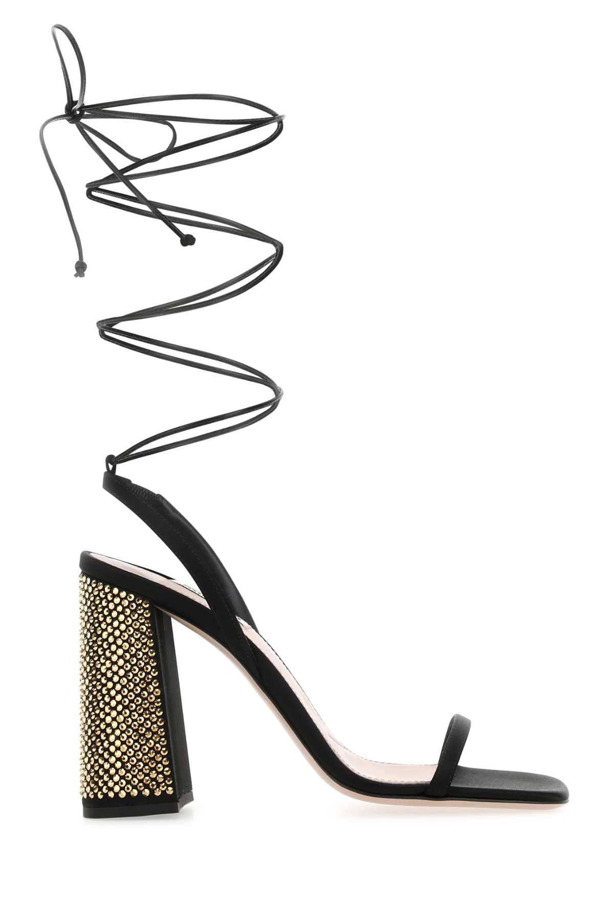 Miu Miu Women Black Satin Sandals MIU MIU