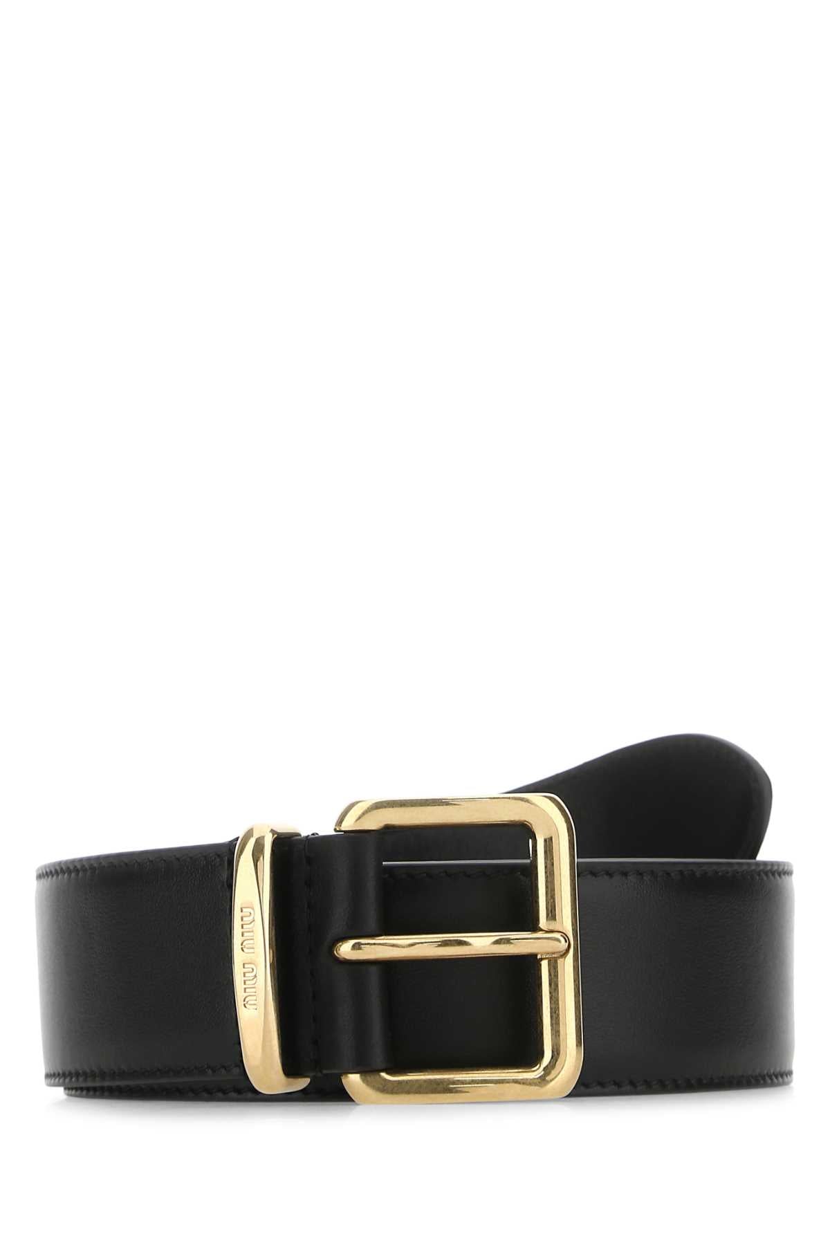 Miu Miu Women Black Leather Belt MIU MIU