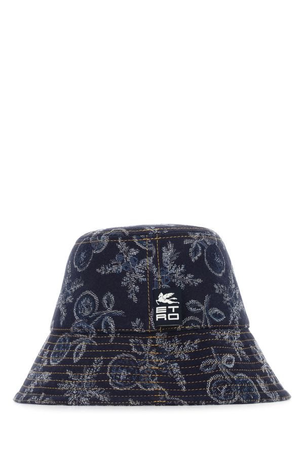 Etro Woman Embroidered Denim Bucket Hat