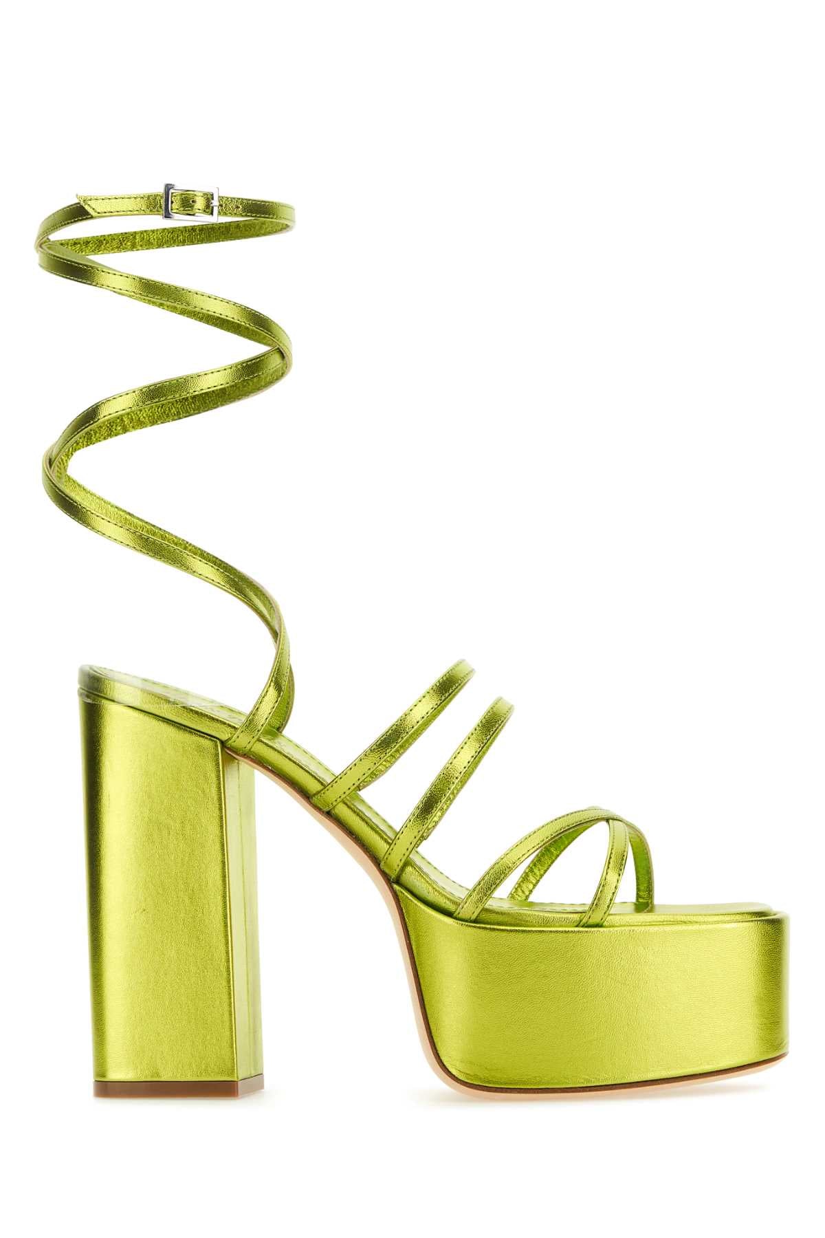 Paris Texas Women Acid Green Leather Evita Sandals PARIS TEXAS