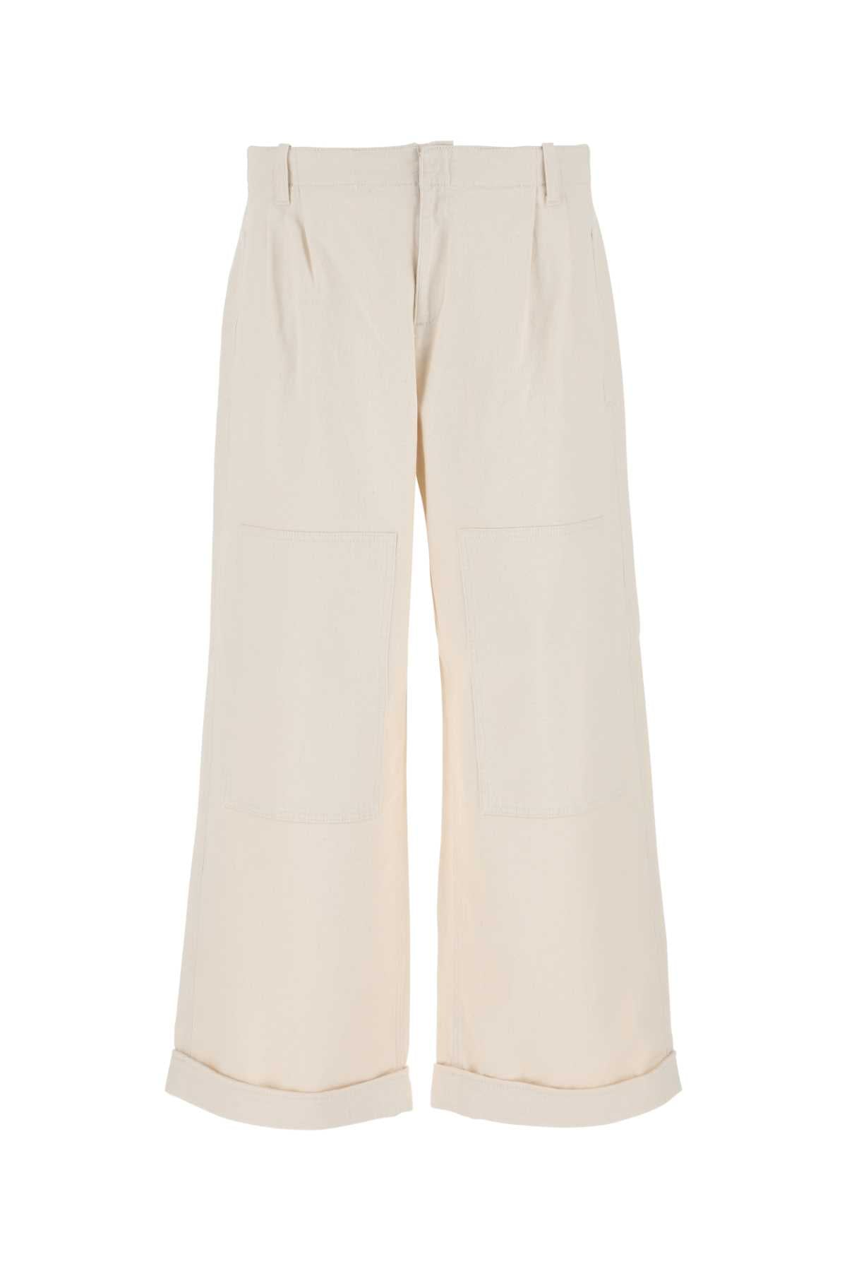 Etro Men Melange Ivory Stretch Cotton Wide-Leg Pant ETRO