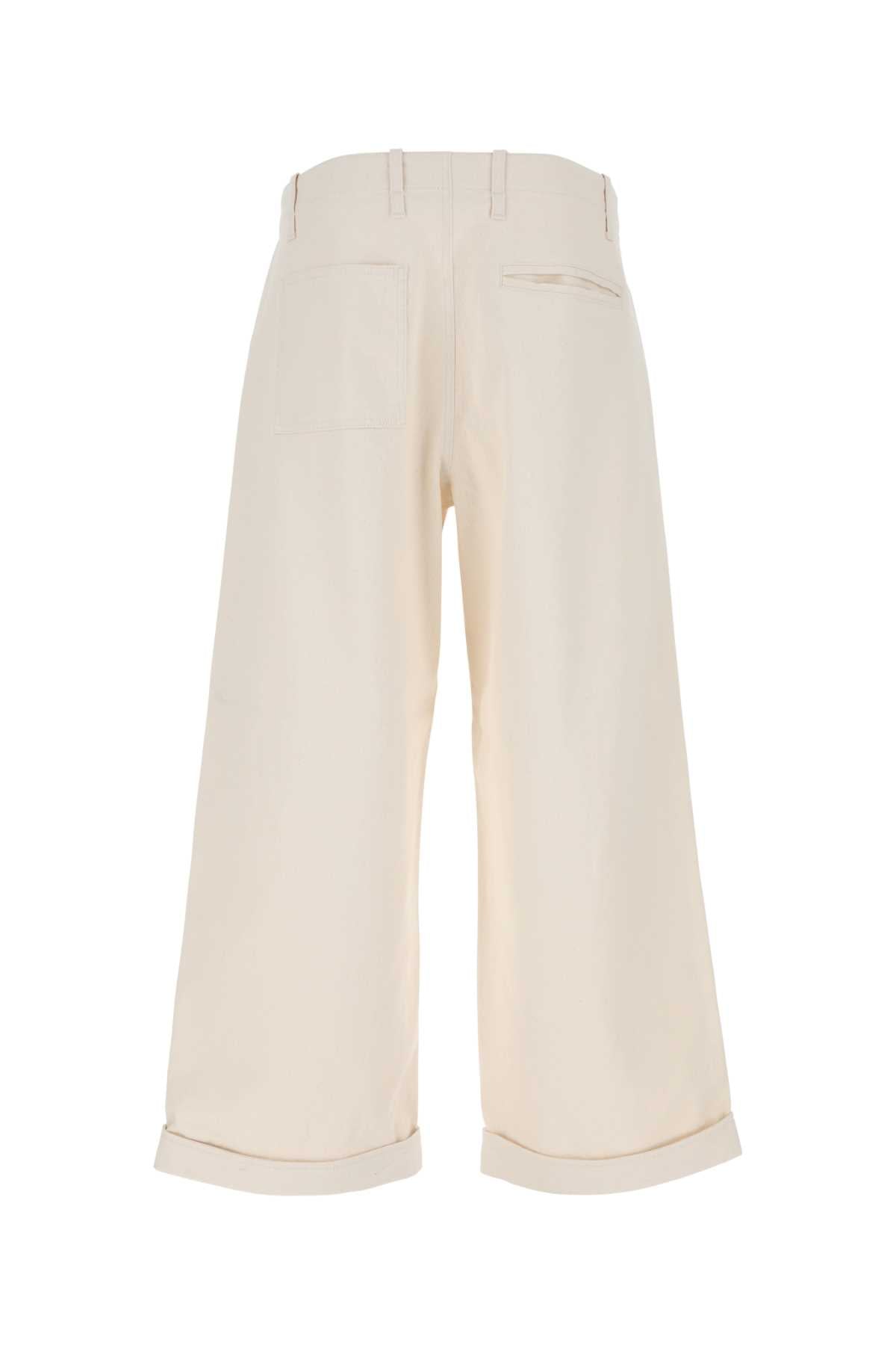 Etro Men Melange Ivory Stretch Cotton Wide-Leg Pant ETRO