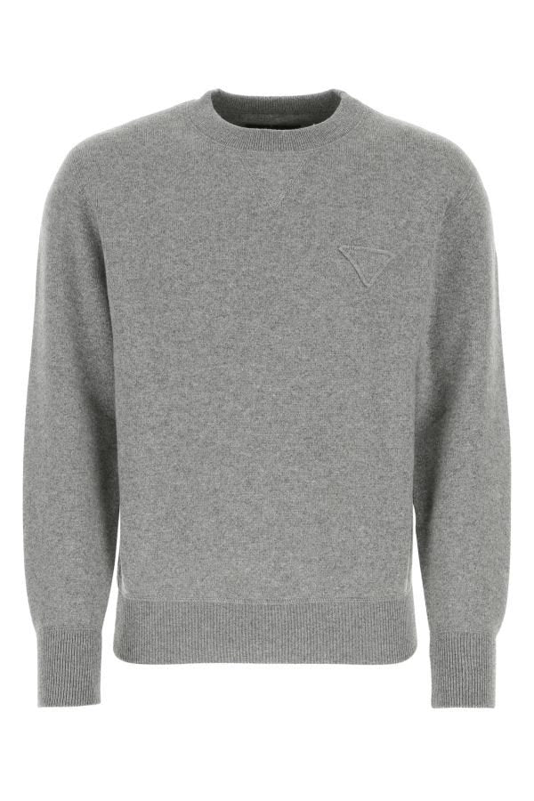 Prada Man Melange Grey Stretch Cashmere Blend Sweater
