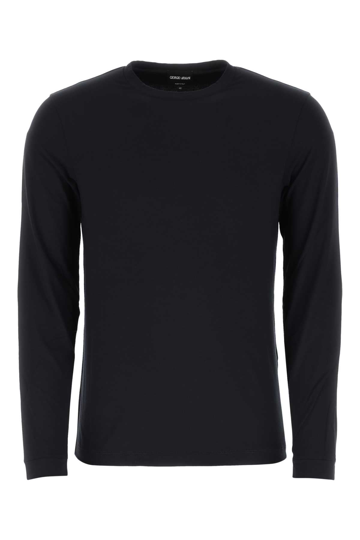 Giorgio Armani Men Midnight Blue Stretch Viscose T-Shirt GIORGIO ARMANI