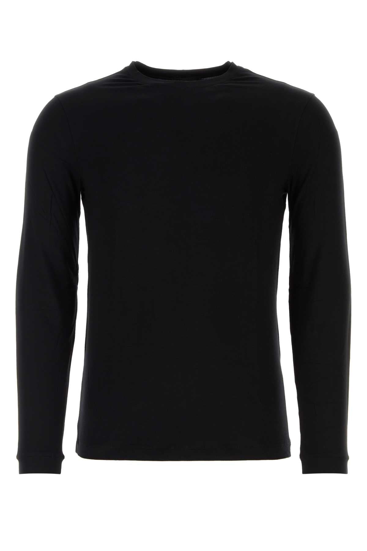 Giorgio Armani Men Black Stretch Viscose T-Shirt GIORGIO ARMANI