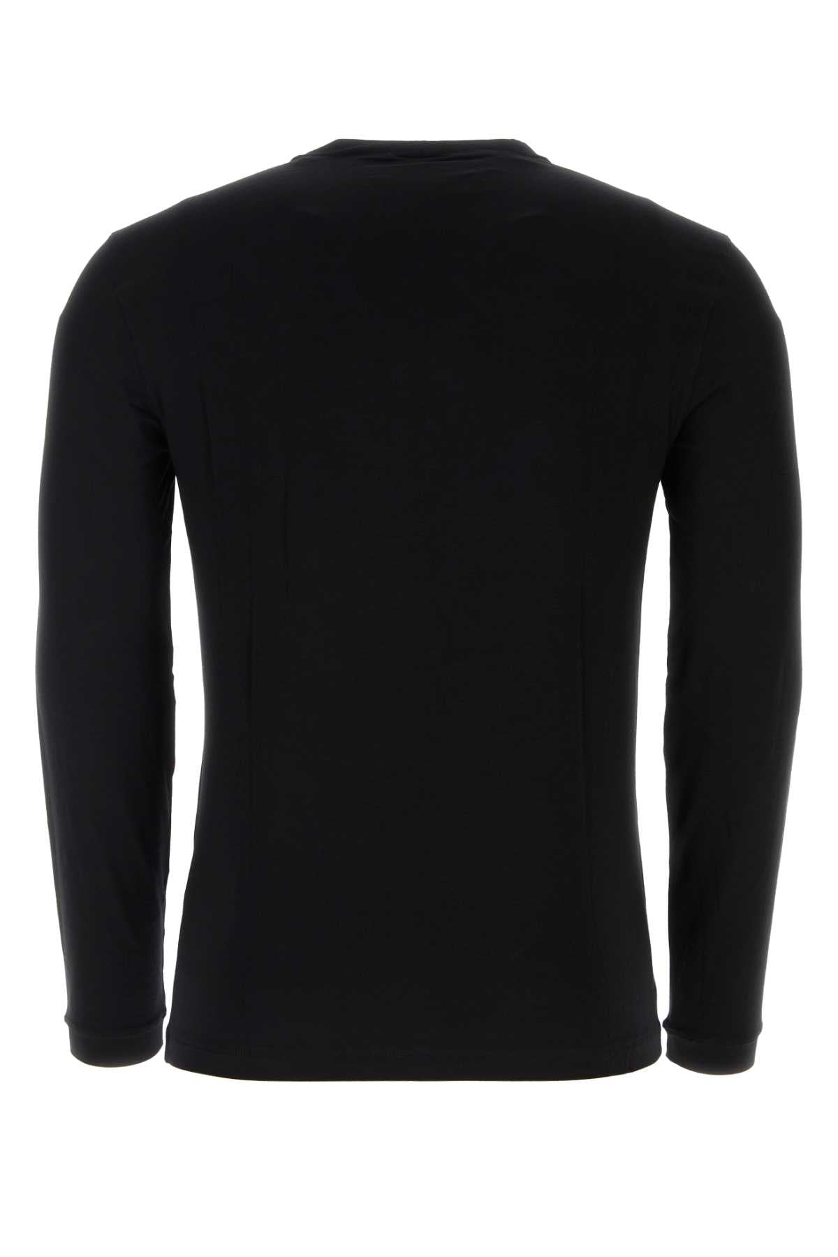 Giorgio Armani Men Black Stretch Viscose T-Shirt GIORGIO ARMANI