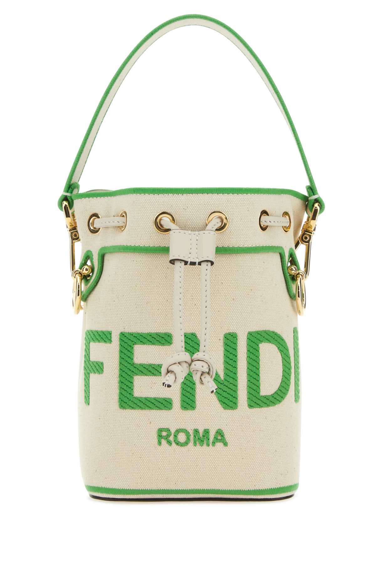 Fendi Women Sand Canvas Mini Mon Tresor Bucket Bag FENDI