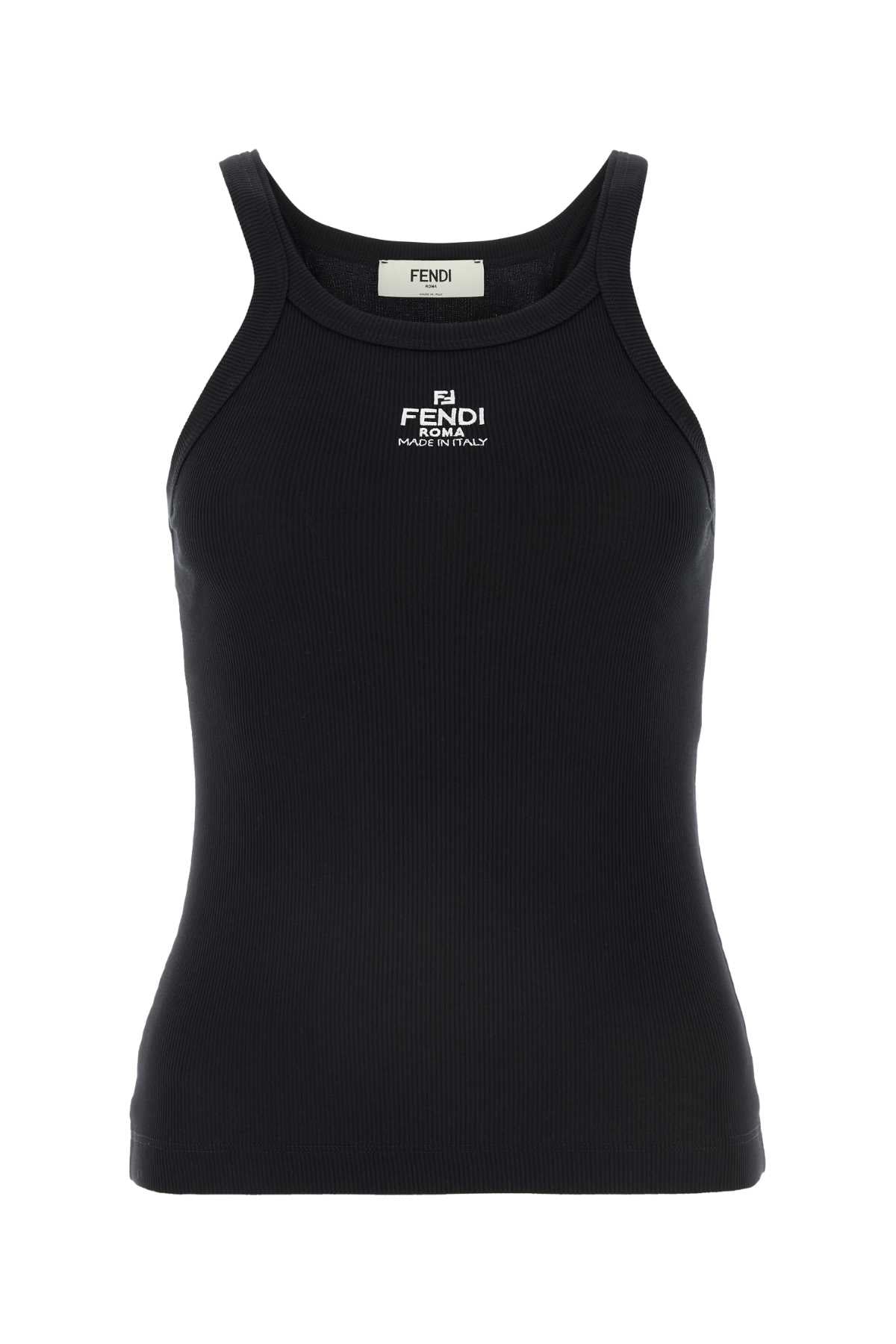 Fendi Women Black Cotton Tank Top FENDI