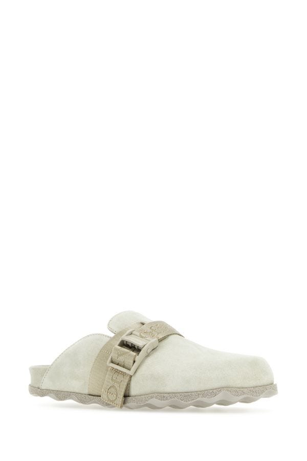 Off White Woman Light Grey Suede Slippers