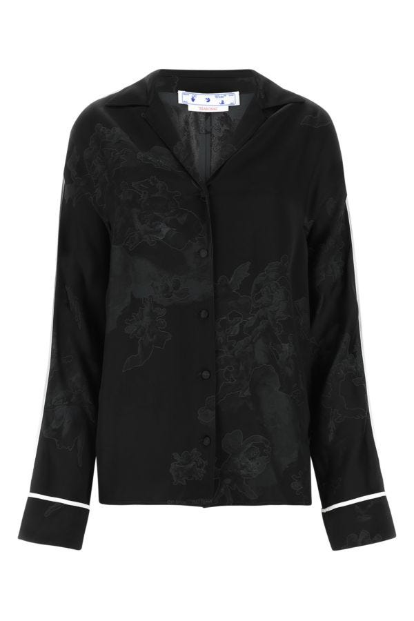 Off White Woman Embroidered Satin Shirt