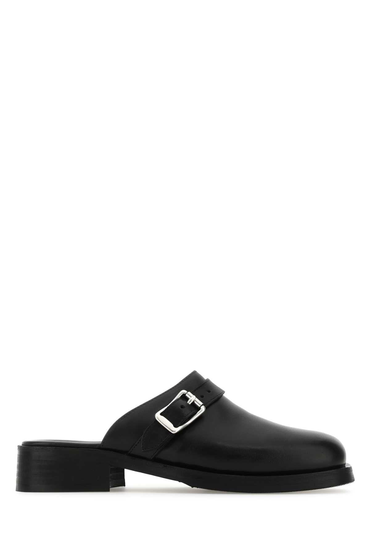 Our Legacy Men Black Leather Slippers