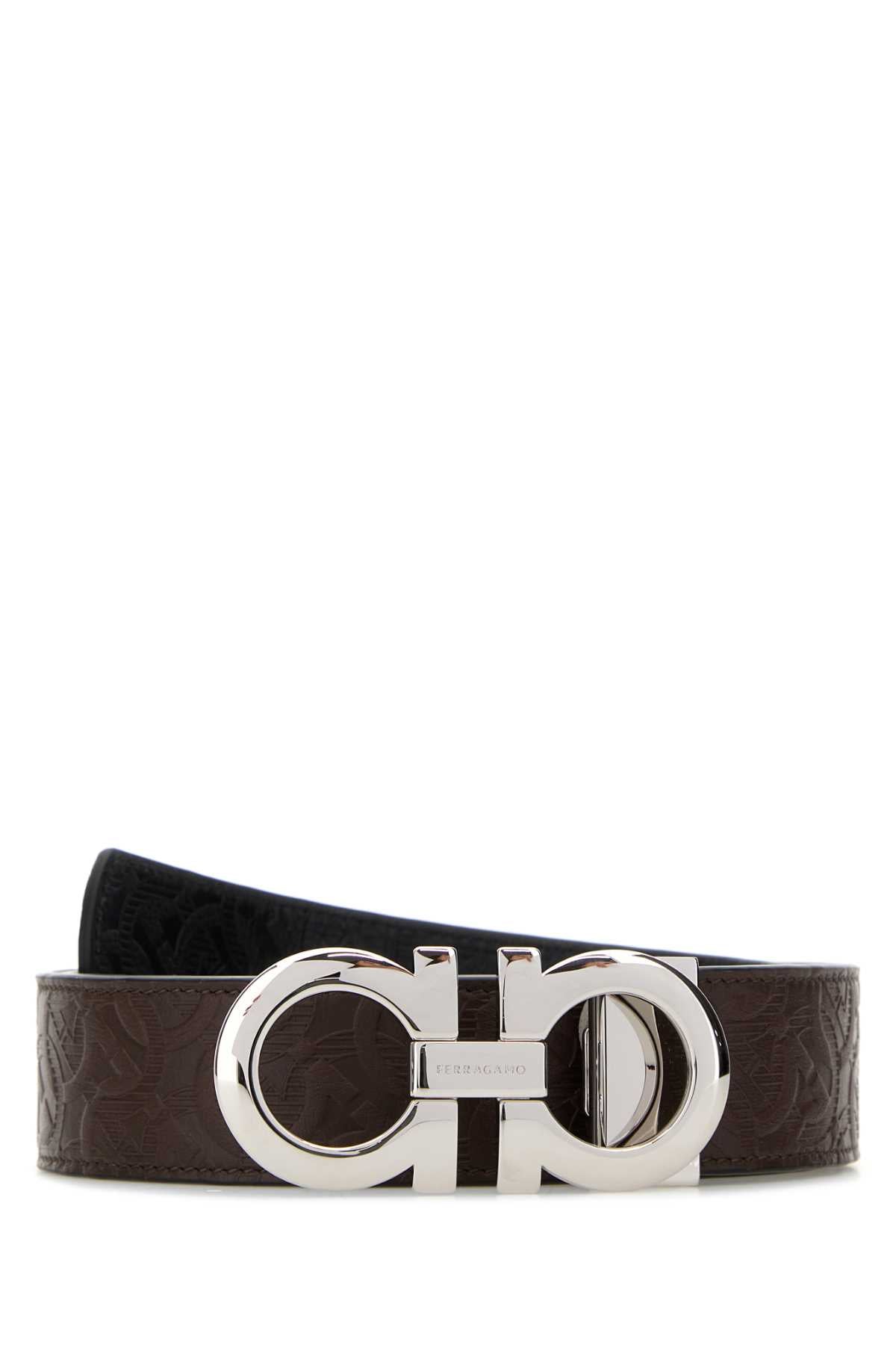 Salvatore Ferragamo Men Brown Leather Reversible Belt FERRAGAMO