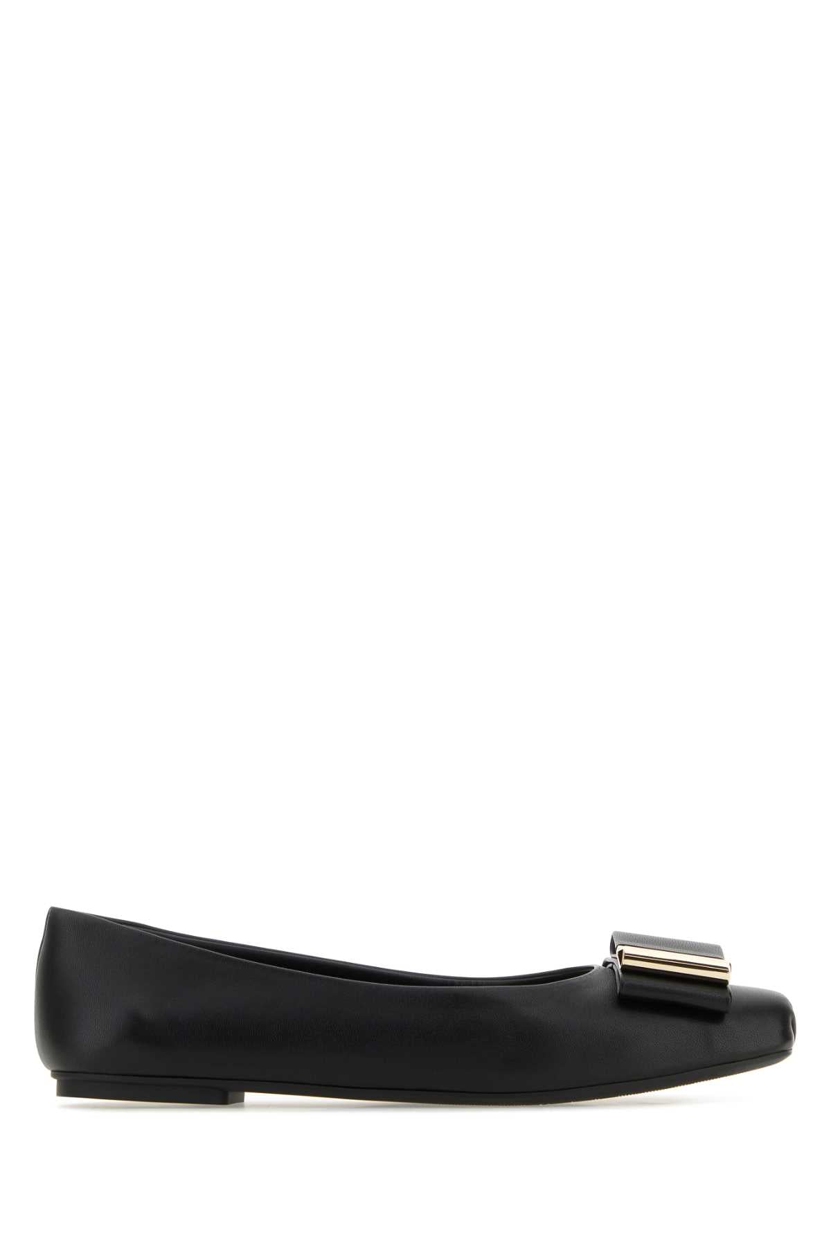 Salvatore Ferragamo Women Black Nappa Leather Lina Ballerinas FERRAGAMO