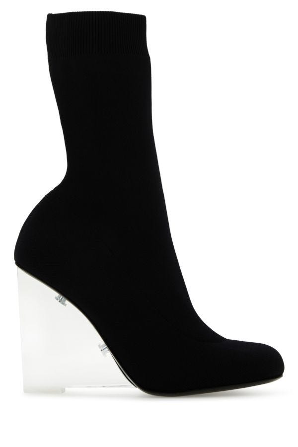 Alexander Mcqueen Woman Black Stretch Nylon Shard Ankle Boots