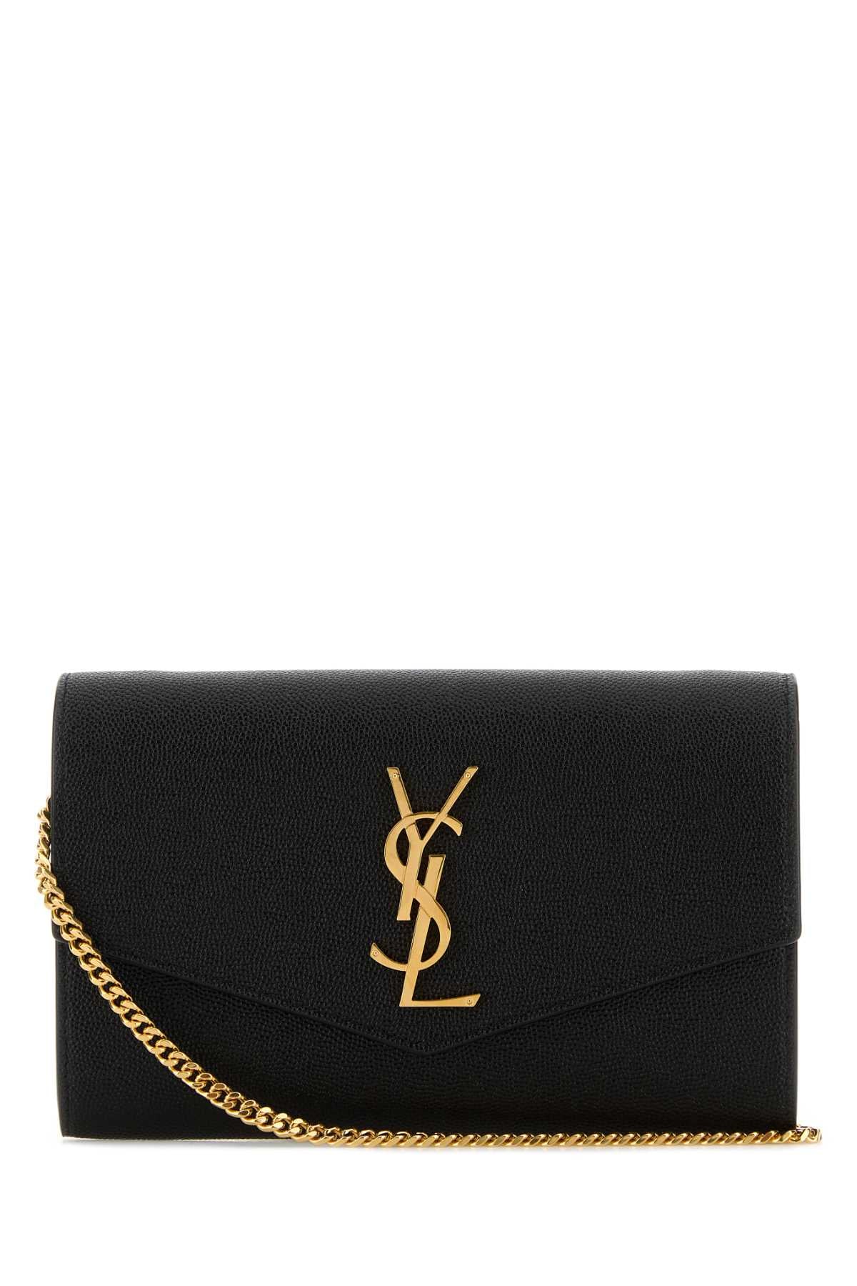 Saint Laurent Women Black Leather Uptown Clutch SAINT LAURENT
