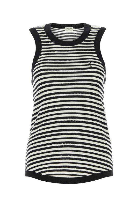 Saint Laurent Women Embroidered Cotton Blend Tank Top SAINT LAURENT