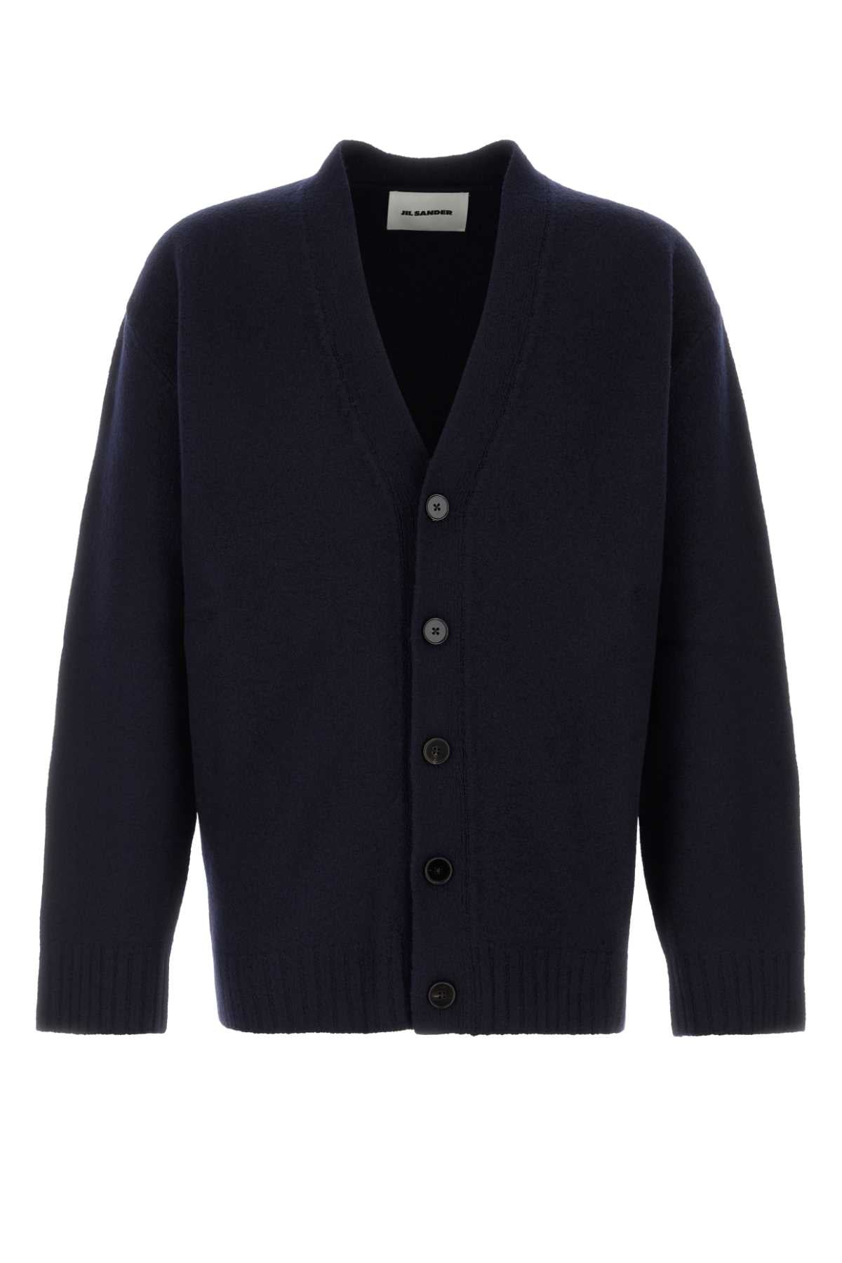 Jil Sander Men Dark Blue Wool Cardigan JIL SANDER