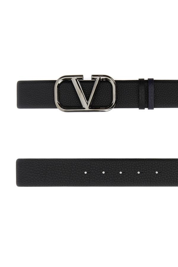 Valentino Garavani Man Black Leather Reversible Vlogo Belt