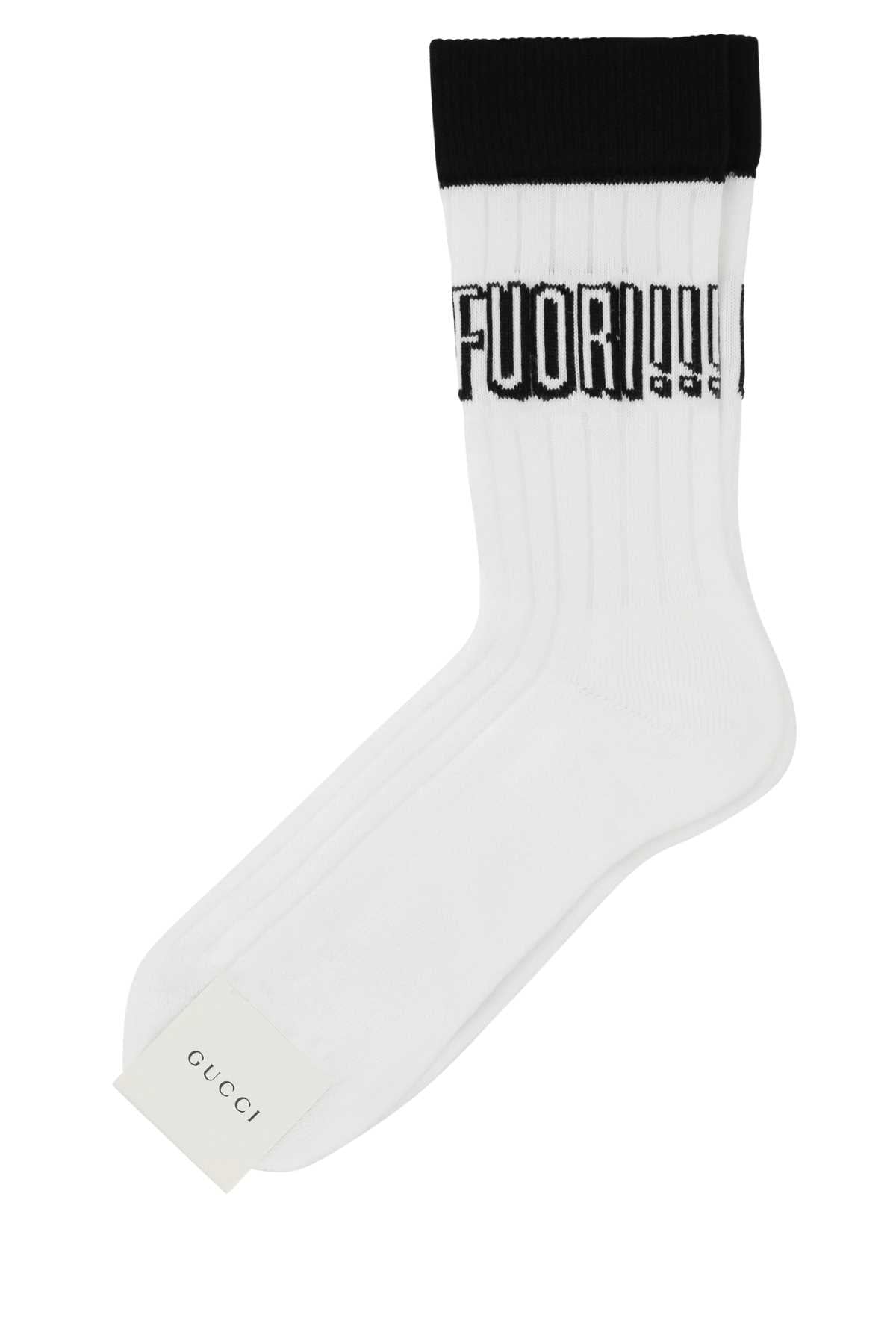 Gucci Women White Stretch Cotton Blend Socks GUCCI
