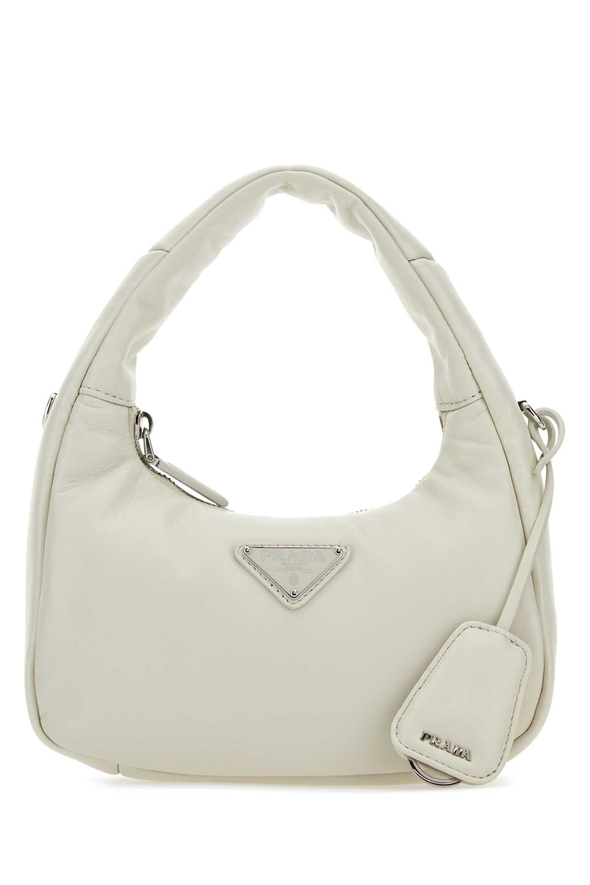Prada Women Chalk Nappa Leather Mini Prada Soft Handbag PRADA