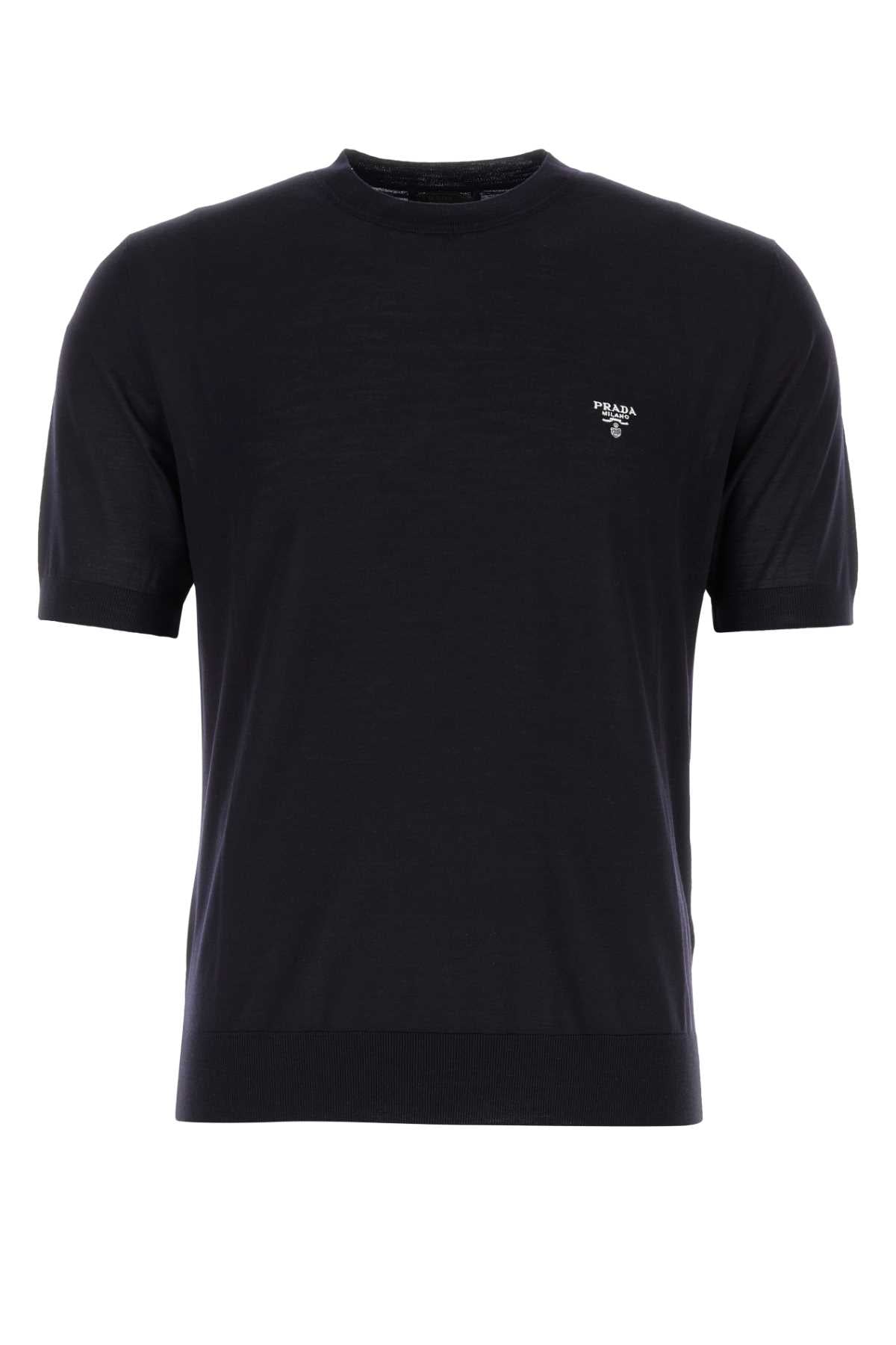 Prada Men Midnight Blue Wool T-Shirt PRADA
