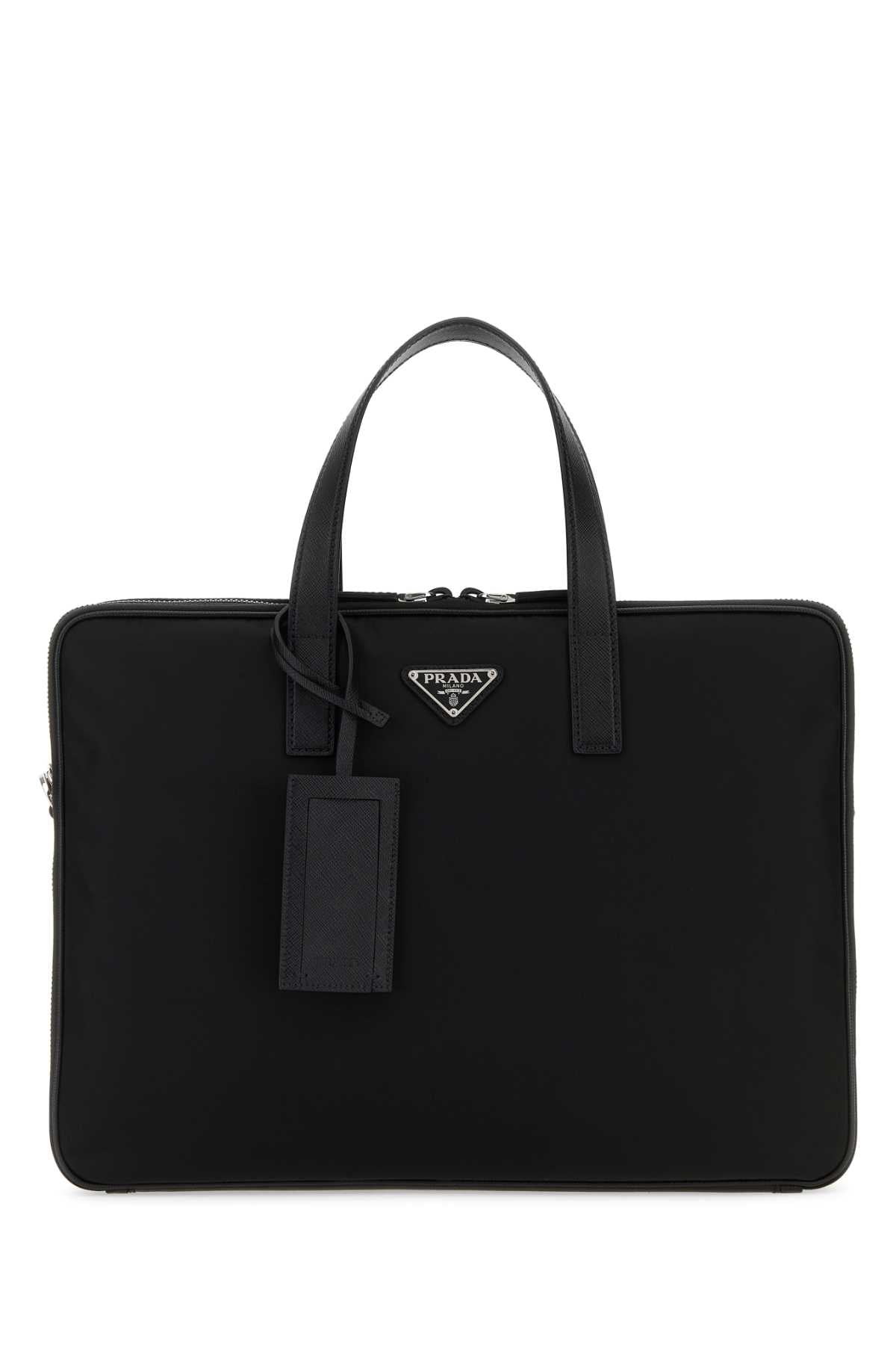 Prada Men Black Nylon Brief Case PRADA
