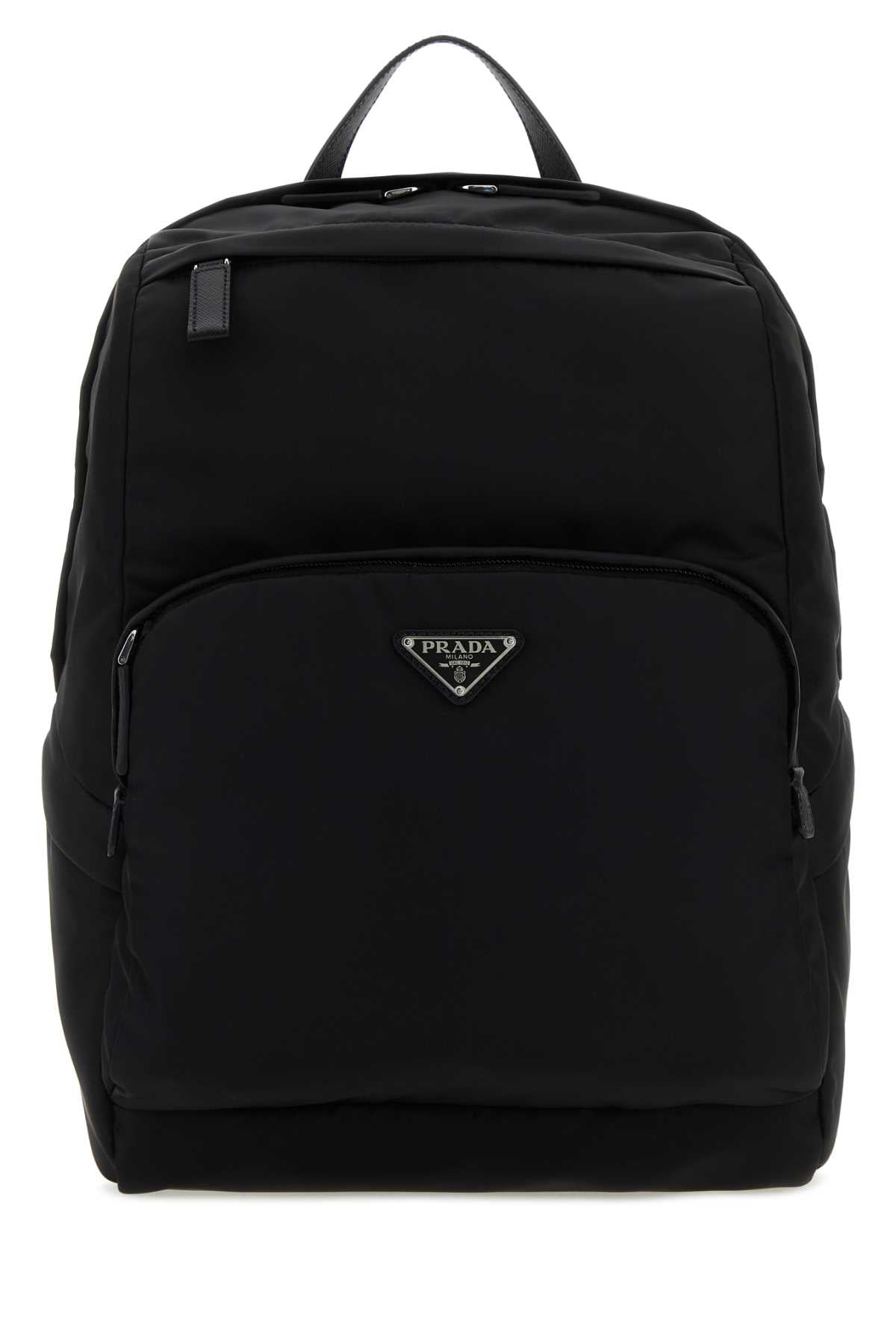Prada Men Black Re-Nylon And Leather Backpack PRADA