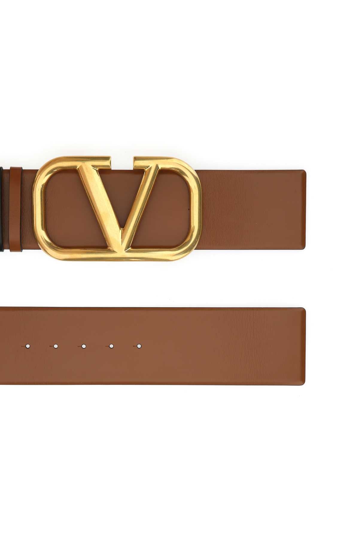 Valentino Garavani Women Brown Leather Vlogo Signature Reversible Belt VALENTINO GARAVANI