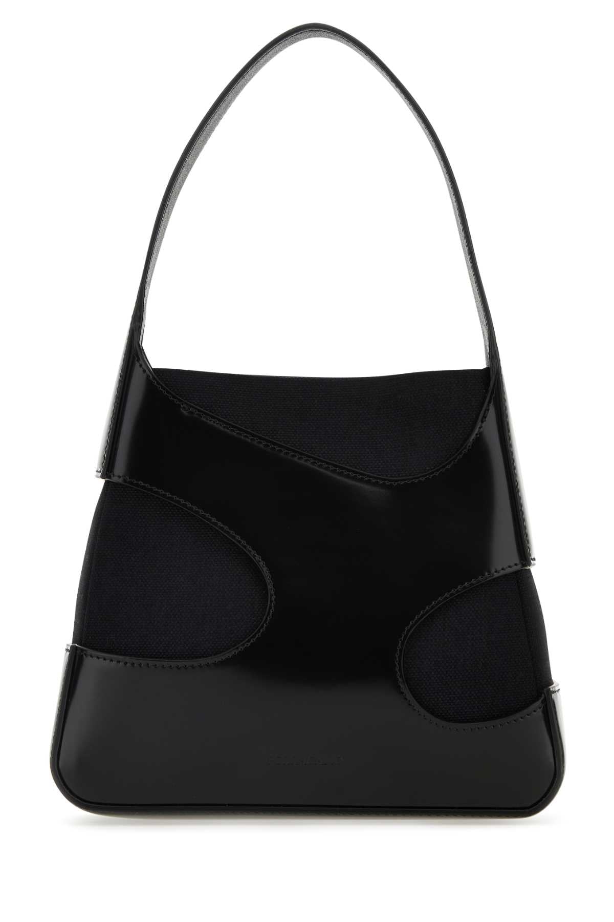 Salvatore Ferragamo Women Black Leather And Canvas Cut Out S Handbag FERRAGAMO